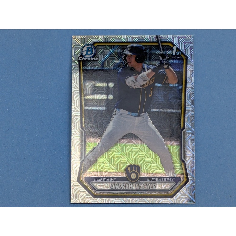 2026 Bowman Chrome Andrew Fischer BCP149 Mojo Refractor Brewers Baseball Card